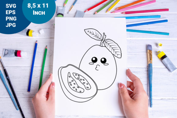 A Cartoon Guava Graphics Asset for Fun Coloring Pages