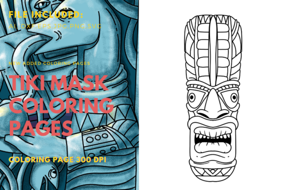 A Digital Seller's Review of the Tiki Mask Face Coloring Book Graphics