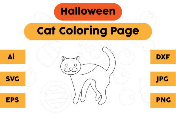 A Halloween Cat Coloring Page for Seasonal Graphics