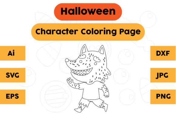 A Halloween Coloring Page Graphic for Commercial Product Creation