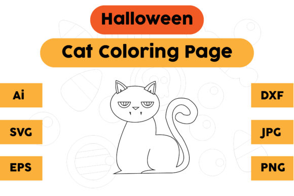A Playful Halloween Cat Coloring Page for Blog Graphics