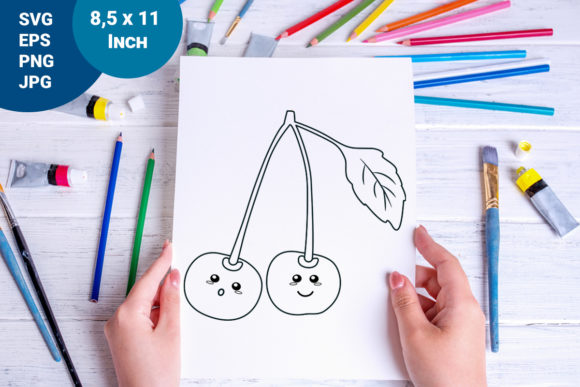 Cartoon Cherry Graphics as Versatile Coloring Pages