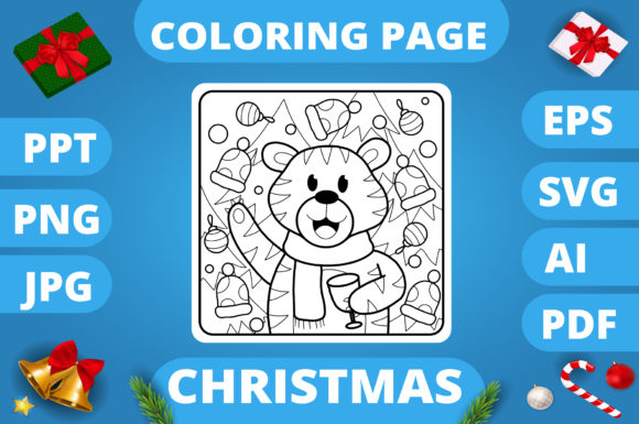 Evaluating Christmas Coloring Page for Kids 7 V3 as a Graphic Design Asset