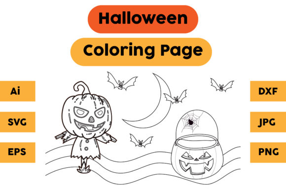 Halloween Coloring Page 30: A Graphic Asset for Crafters & Seasonal Collections