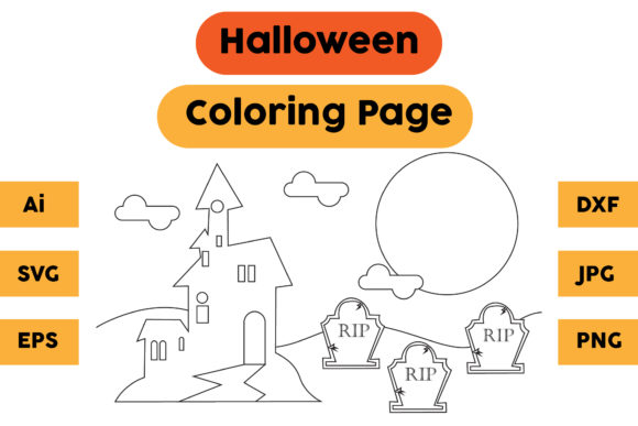Halloween Coloring Page 54: A Graphic Design Asset for Content Publishing