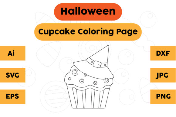 Halloween Coloring Page Cupcake Graphics for Branding