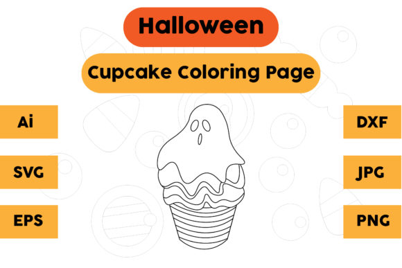 Halloween Cupcake Graphics for Branding & Coloring Pages