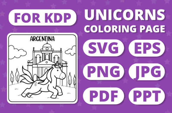 Traveling Unicorns Graphic: A Coloring Page Asset for Commercial Use